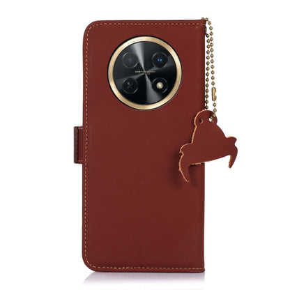 For Huawei Enjoy 60X / Nova Y91 4G Genuine Leather Magnetic RFID Leather Phone Case(Coffee) - Huawei Cases by buy2fix | Online Shopping UK | buy2fix