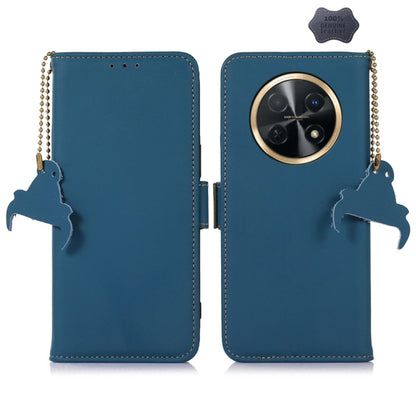 For Huawei Enjoy 60X / Nova Y91 4G Genuine Leather Magnetic RFID Leather Phone Case(Blue) - Huawei Cases by buy2fix | Online Shopping UK | buy2fix