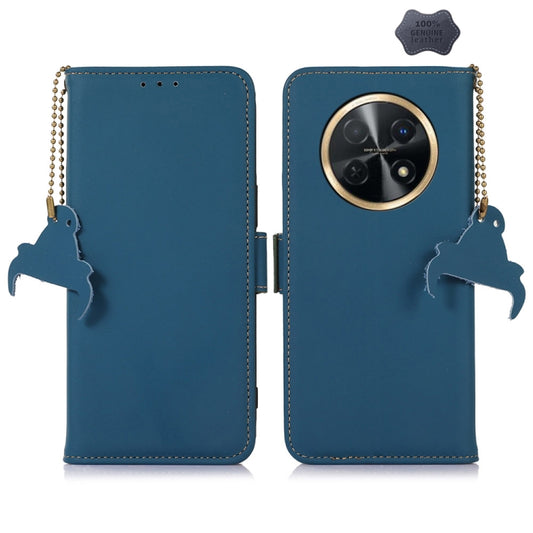For Huawei Enjoy 60X / Nova Y91 4G Genuine Leather Magnetic RFID Leather Phone Case(Blue) - Huawei Cases by buy2fix | Online Shopping UK | buy2fix