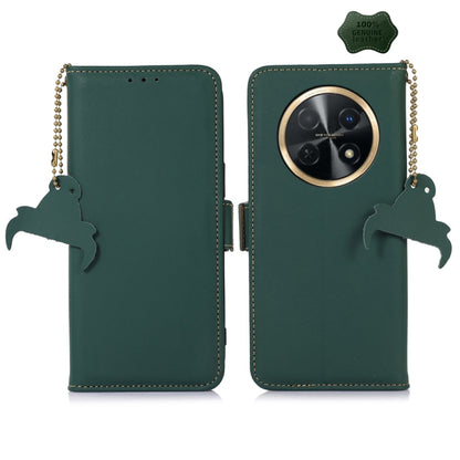 For Huawei Enjoy 60X / Nova Y91 4G Genuine Leather Magnetic RFID Leather Phone Case(Green) - Huawei Cases by buy2fix | Online Shopping UK | buy2fix