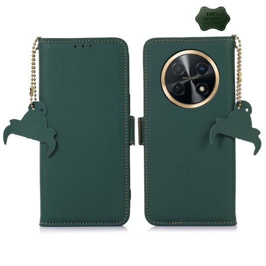 For Huawei Enjoy 60X / Nova Y91 4G Genuine Leather Magnetic RFID Leather Phone Case(Green) - Huawei Cases by buy2fix | Online Shopping UK | buy2fix