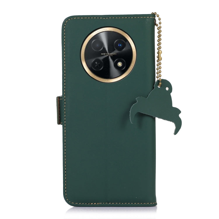 For Huawei Enjoy 60X / Nova Y91 4G Genuine Leather Magnetic RFID Leather Phone Case(Green) - Huawei Cases by buy2fix | Online Shopping UK | buy2fix