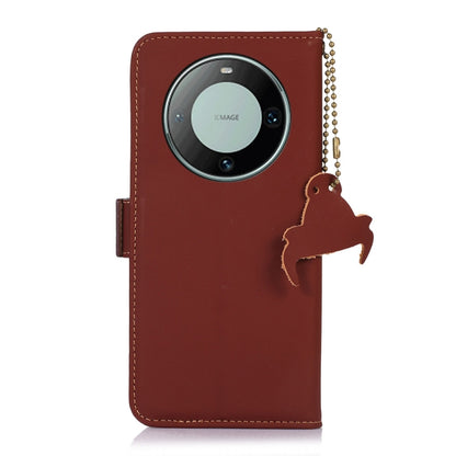 For Huawei Mate 60 Genuine Leather Magnetic RFID Leather Phone Case(Coffee) - Huawei Cases by buy2fix | Online Shopping UK | buy2fix