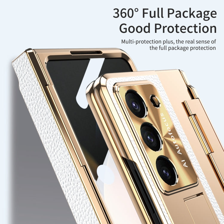 For Samsung Galaxy Z Fold5 5G Integrated Full Coverage Phone Case with Hinge(Gold+White) - Galaxy Z Fold5 Cases by buy2fix | Online Shopping UK | buy2fix