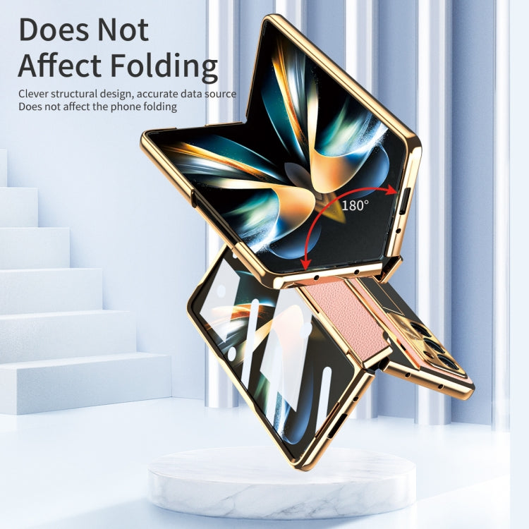 For Samsung Galaxy Z Fold5 5G Integrated Full Coverage Phone Case with Hinge(Gold+Pink) - Galaxy Z Fold5 Cases by buy2fix | Online Shopping UK | buy2fix