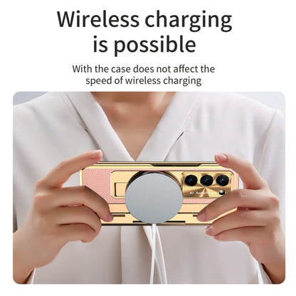 For Samsung Galaxy Z Fold5 5G Integrated Full Coverage Phone Case with Hinge(Gold+Pink) - Galaxy Z Fold5 Cases by buy2fix | Online Shopping UK | buy2fix