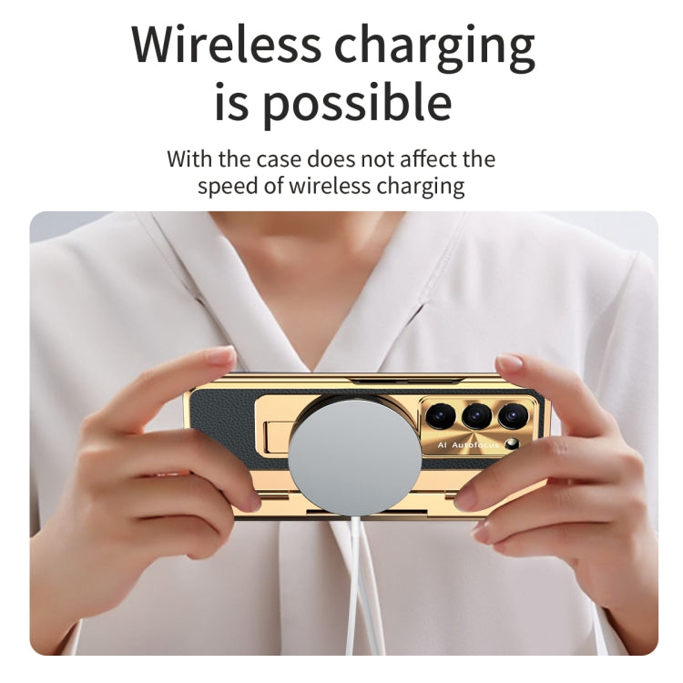 For Samsung Galaxy Z Fold5 5G Integrated Full Coverage Phone Case with Hinge(Gold+Black) - Galaxy Z Fold5 Cases by buy2fix | Online Shopping UK | buy2fix