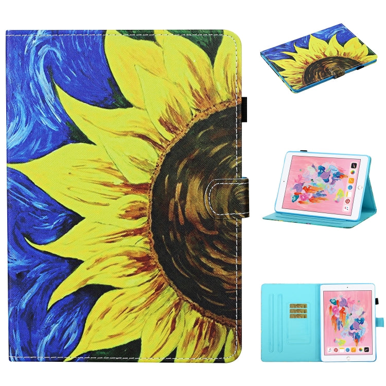 For iPad 10.2 / Air 2019 / Pro 10.5 Colored Drawing Stitching Horizontal Flip Leather Case, with Holder & Card Slots & Sleep / Wake-up Function(Sunflower) - iPad 10.2 Cases by buy2fix | Online Shopping UK | buy2fix
