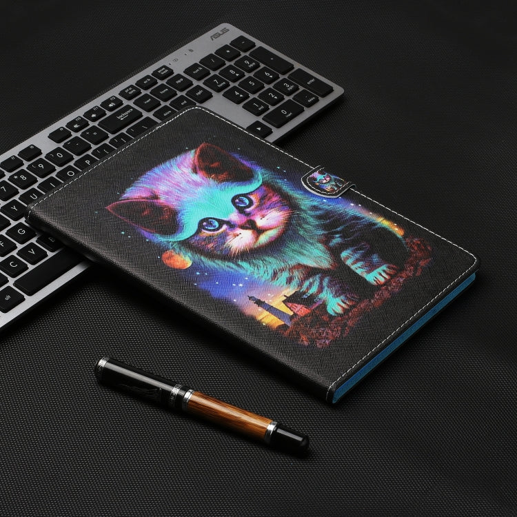 For iPad 10.2 / Air 2019 / Pro 10.5 Colored Drawing Stitching Horizontal Flip Leather Case, with Holder & Card Slots & Sleep / Wake-up Function(Night Cat) - iPad 10.2 Cases by buy2fix | Online Shopping UK | buy2fix