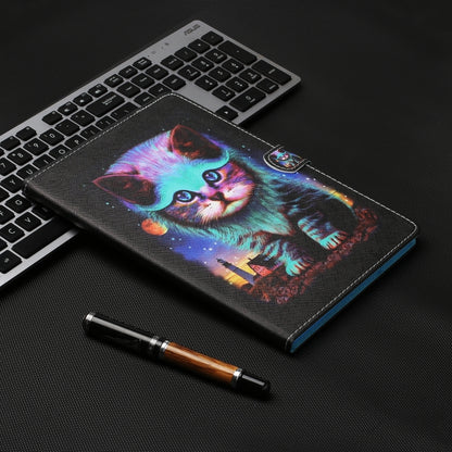 For iPad 10.2 / Air 2019 / Pro 10.5 Colored Drawing Stitching Horizontal Flip Leather Case, with Holder & Card Slots & Sleep / Wake-up Function(Night Cat) - iPad 10.2 Cases by buy2fix | Online Shopping UK | buy2fix