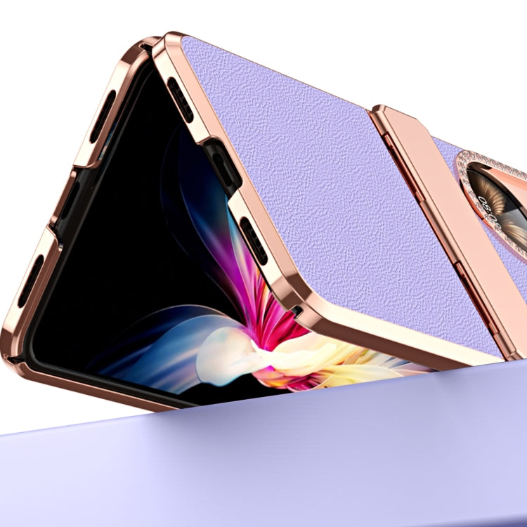 For Huawei P50 Pocket Plated Plain Leather Folding Phone Case with Hinge(Pink) - Huawei Cases by buy2fix | Online Shopping UK | buy2fix