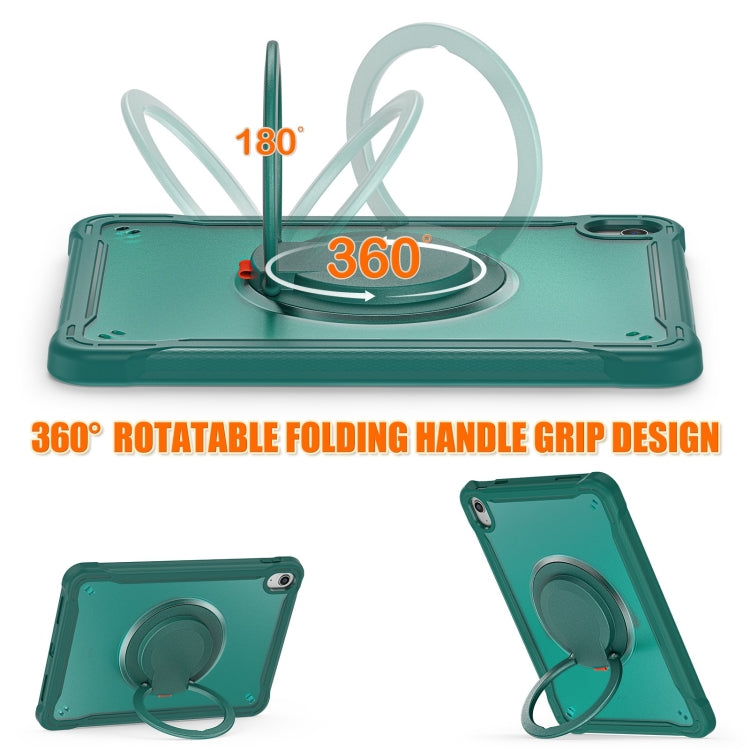 For iPad 2025 / 2022 Heavy Duty Hybrid Tablet Case with Handle & Strap(Dark Green) - iPad 2025 / 2022 Cases by buy2fix | Online Shopping UK | buy2fix