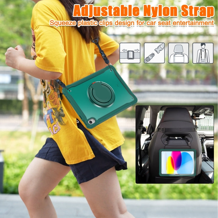 For iPad 2025 / 2022 Heavy Duty Hybrid Tablet Case with Handle & Strap(Dark Green) - iPad 2025 / 2022 Cases by buy2fix | Online Shopping UK | buy2fix