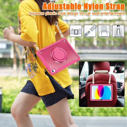 For iPad 2025 / 2022 Heavy Duty Hybrid Tablet Case with Handle & Strap(Rose Red) - iPad 2025 / 2022 Cases by buy2fix | Online Shopping UK | buy2fix