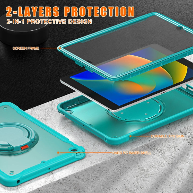 For iPad 10.2 2021 / 2020 / 2019 Heavy Duty Hybrid Tablet Case with Handle & Strap(Light Blue) - iPad 10.2 Cases by buy2fix | Online Shopping UK | buy2fix