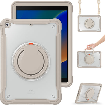 For iPad 10.2 2021 / 2020 / 2019 Heavy Duty Hybrid Tablet Case with Handle & Strap(Khaki) - iPad 10.2 Cases by buy2fix | Online Shopping UK | buy2fix