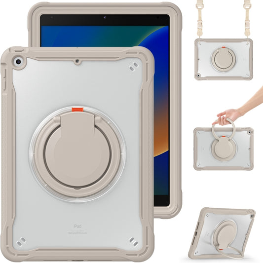 For iPad 10.2 2021 / 2020 / 2019 Heavy Duty Hybrid Tablet Case with Handle & Strap(Khaki) - iPad 10.2 Cases by buy2fix | Online Shopping UK | buy2fix