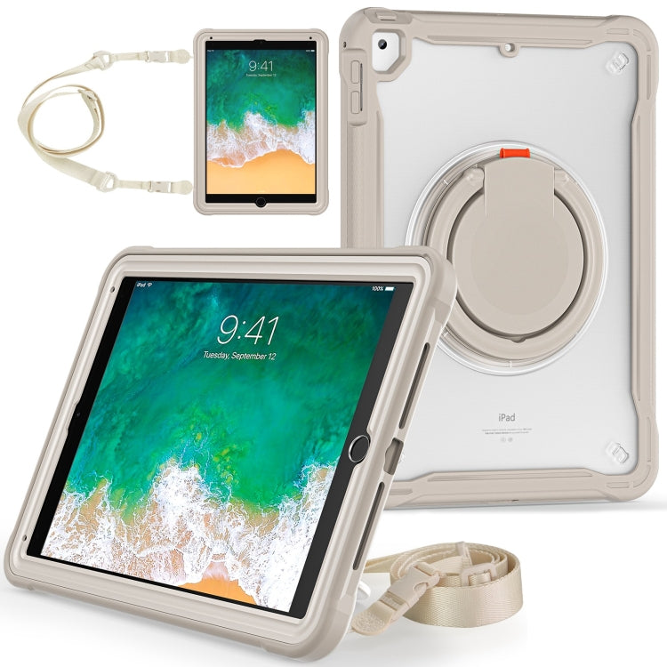 For iPad Air / Air 2 / 9.7 2018 / 2017 Heavy Duty Hybrid Tablet Case with Handle & Strap(Khaki) - iPad 9.7 (2018) & (2017) Cases by buy2fix | Online Shopping UK | buy2fix
