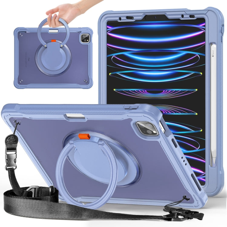For iPad Air 2022 10.9 / Pro 11 2022 Heavy Duty Hybrid Tablet Case with Handle & Strap(Lavender Grey) - iPad 2025 / 2022 Cases by buy2fix | Online Shopping UK | buy2fix
