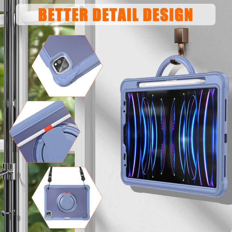 For iPad Air 2022 10.9 / Pro 11 2022 Heavy Duty Hybrid Tablet Case with Handle & Strap(Lavender Grey) - iPad 2025 / 2022 Cases by buy2fix | Online Shopping UK | buy2fix