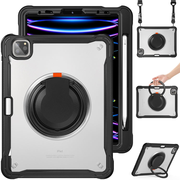 For iPad Air 2022 10.9 / Pro 11 2022 Heavy Duty Hybrid Tablet Case with Handle & Strap(Black) - iPad 2025 / 2022 Cases by buy2fix | Online Shopping UK | buy2fix