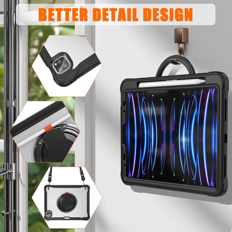 For iPad Air 2022 10.9 / Pro 11 2022 Heavy Duty Hybrid Tablet Case with Handle & Strap(Black) - iPad 2025 / 2022 Cases by buy2fix | Online Shopping UK | buy2fix