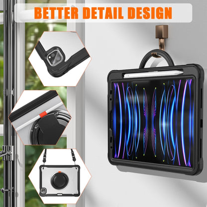 For iPad Air 2022 10.9 / Pro 11 2022 Heavy Duty Hybrid Tablet Case with Handle & Strap(Black) - iPad 2025 / 2022 Cases by buy2fix | Online Shopping UK | buy2fix