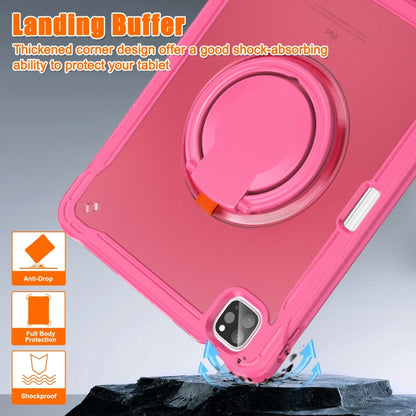 For iPad Air 2022 10.9 / Pro 11 2022 Heavy Duty Hybrid Tablet Case with Handle & Strap(Rose Red) - iPad 2025 / 2022 Cases by buy2fix | Online Shopping UK | buy2fix