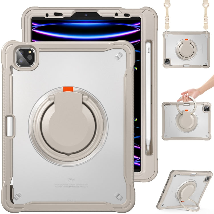 For iPad Air 2022 10.9 / Pro 11 2022 Heavy Duty Hybrid Tablet Case with Handle & Strap(Khaki) - iPad 2025 / 2022 Cases by buy2fix | Online Shopping UK | buy2fix