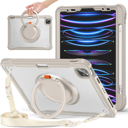 For iPad Air 2022 10.9 / Pro 11 2022 Heavy Duty Hybrid Tablet Case with Handle & Strap(Khaki) - iPad 2025 / 2022 Cases by buy2fix | Online Shopping UK | buy2fix