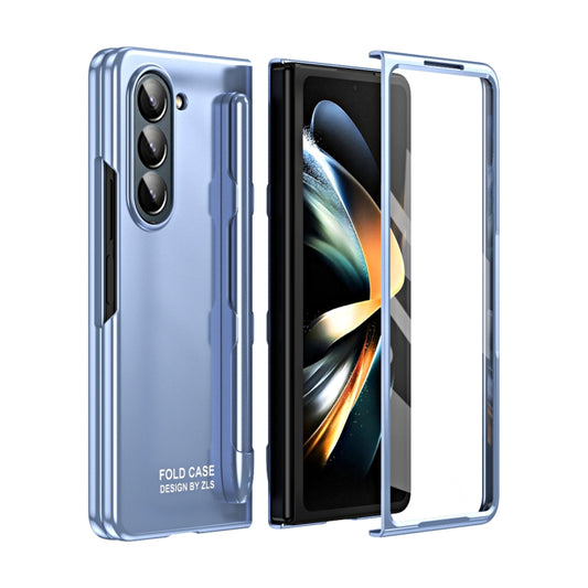 For Samsung Galaxy Z Fold5 5G Integrated AG Matte Folding Phone Case with Pen Slot(Blue) - Galaxy Z Fold5 Cases by buy2fix | Online Shopping UK | buy2fix