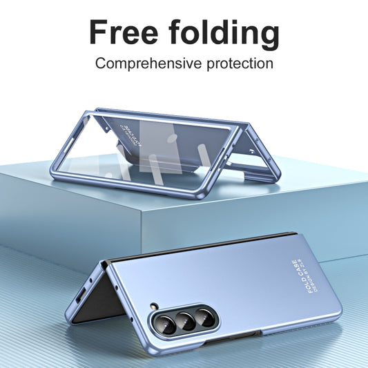 For Samsung Galaxy Z Fold5 5G Integrated AG Matte Folding Phone Case with Pen Slot(Blue) - Galaxy Z Fold5 Cases by buy2fix | Online Shopping UK | buy2fix