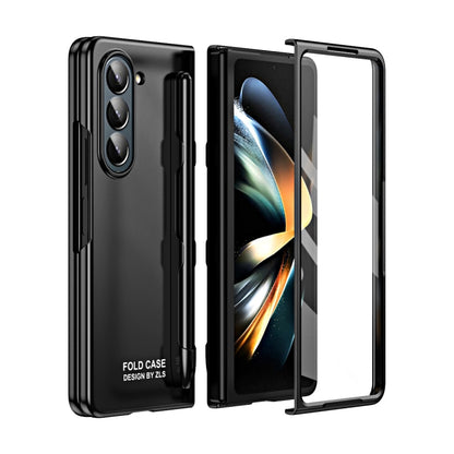 For Samsung Galaxy Z Fold5 5G Integrated AG Matte Folding Phone Case with Pen Slot(Black) - Galaxy Z Fold5 Cases by buy2fix | Online Shopping UK | buy2fix
