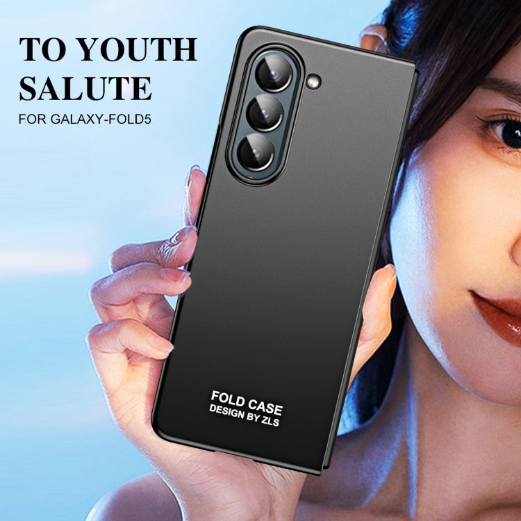 For Samsung Galaxy Z Fold5 5G Integrated AG Matte Folding Phone Case with Pen Slot(Black) - Galaxy Z Fold5 Cases by buy2fix | Online Shopping UK | buy2fix