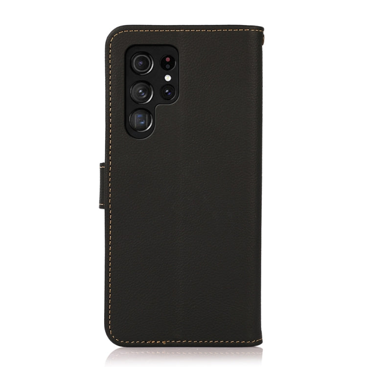 For Samsung Galaxy S24 Ultra KHAZNEH Custer Genuine Leather RFID Phone Case(Black) - Galaxy Phone Cases by buy2fix | Online Shopping UK | buy2fix