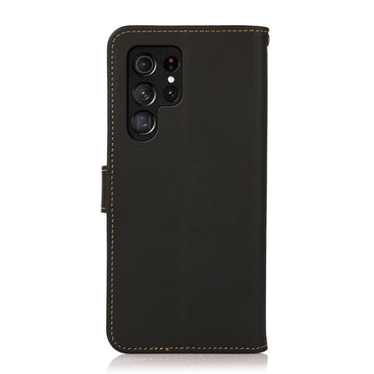 For Samsung Galaxy S24 Ultra KHAZNEH Custer Genuine Leather RFID Phone Case(Black) - Galaxy Phone Cases by buy2fix | Online Shopping UK | buy2fix