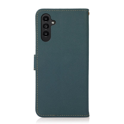For Samsung Galaxy S24 KHAZNEH Custer Genuine Leather RFID Phone Case(Green) - Galaxy Phone Cases by buy2fix | Online Shopping UK | buy2fix