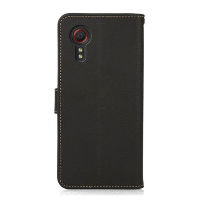 For Samsung Galaxy Xcover7 KHAZNEH Custer Genuine Leather RFID Phone Case(Black) - Galaxy Phone Cases by buy2fix | Online Shopping UK | buy2fix