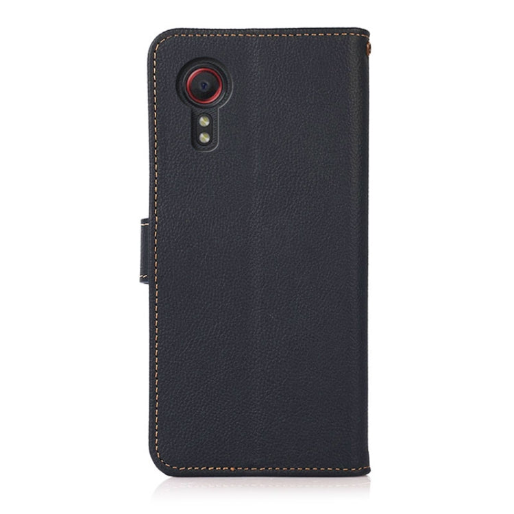 For Samsung Galaxy Xcover7 KHAZNEH Custer Genuine Leather RFID Phone Case(Blue) - Galaxy Phone Cases by buy2fix | Online Shopping UK | buy2fix