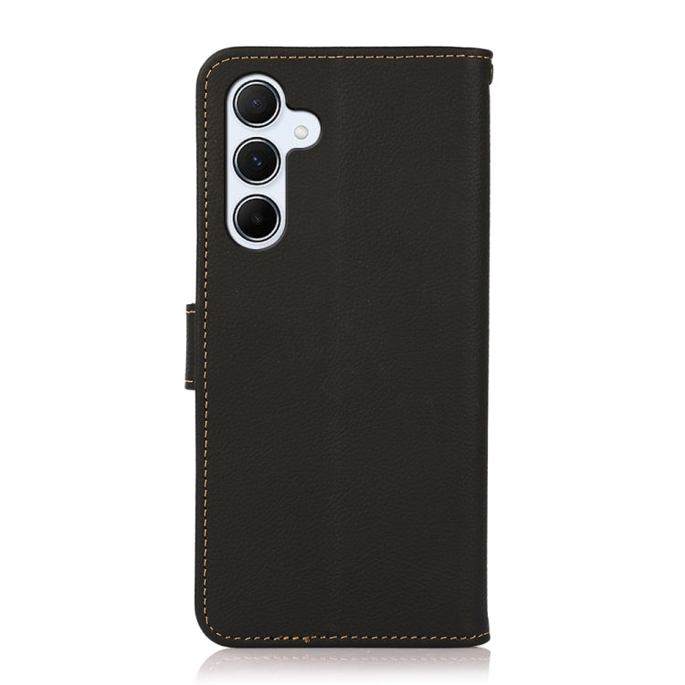 For Samsung Galaxy A55 5G KHAZNEH Custer Genuine Leather RFID Phone Case(Black) - Galaxy Phone Cases by buy2fix | Online Shopping UK | buy2fix