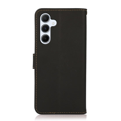 For Samsung Galaxy A55 5G KHAZNEH Custer Genuine Leather RFID Phone Case(Black) - Galaxy Phone Cases by buy2fix | Online Shopping UK | buy2fix