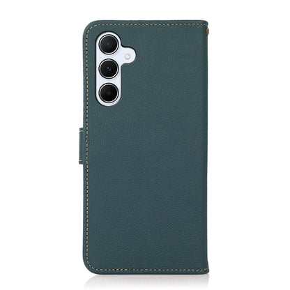For Samsung Galaxy A55 5G KHAZNEH Custer Genuine Leather RFID Phone Case(Green) - Galaxy Phone Cases by buy2fix | Online Shopping UK | buy2fix