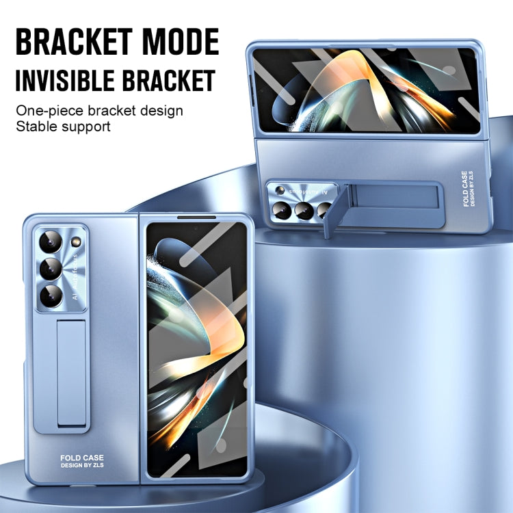 For Samsung Galaxy Z Fold5 5G Integrated AG Matte Folding Phone Case with Pen Slot(Blue) - Galaxy Z Fold5 Cases by buy2fix | Online Shopping UK | buy2fix