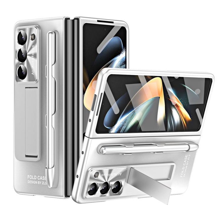 For Samsung Galaxy Z Fold5 5G Integrated AG Matte Folding Phone Case with Pen Slot(Silver) - Galaxy Z Fold5 Cases by buy2fix | Online Shopping UK | buy2fix
