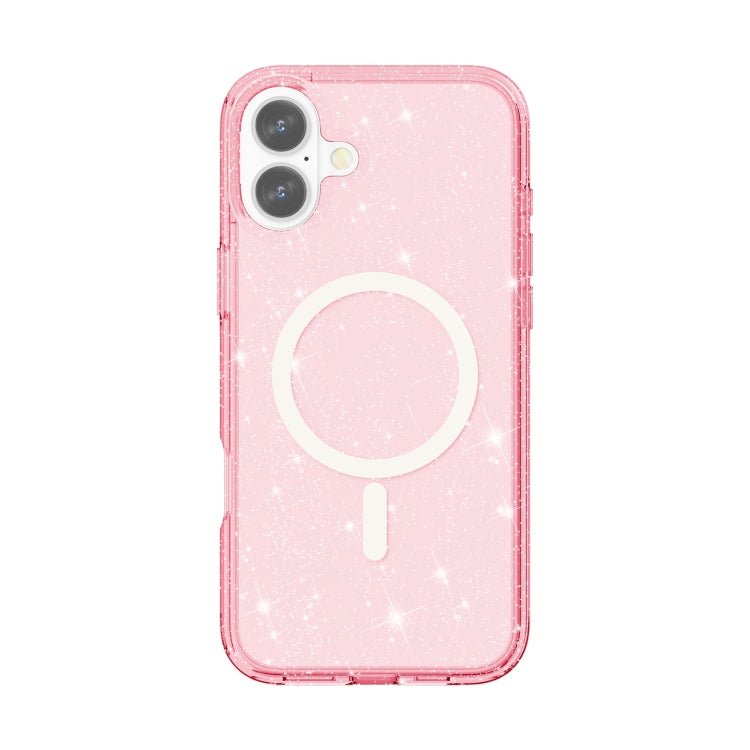 For iPhone 16 Plus Terminator Style Glitter Powder MagSafe Magnetic Phone Case(Pink) by buy2fix