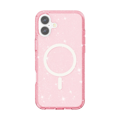 For iPhone 16 Plus Terminator Style Glitter Powder MagSafe Magnetic Phone Case(Pink) by buy2fix