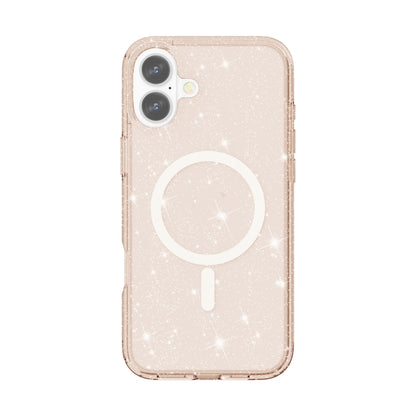 For iPhone 16 Plus Terminator Style Glitter Powder MagSafe Magnetic Phone Case(Gold) - iPhone 16 Plus Cases by buy2fix | Online Shopping UK | buy2fix