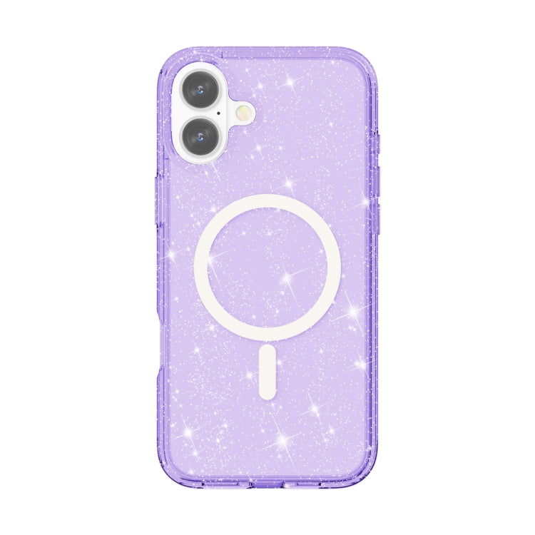 For iPhone 16 Plus Terminator Style Glitter Powder MagSafe Magnetic Phone Case(Purple) - iPhone 16 Plus Cases by buy2fix | Online Shopping UK | buy2fix