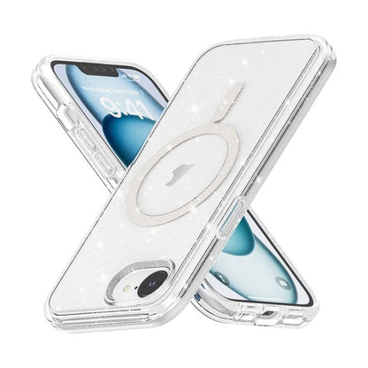 For iPhone 16e Terminator Style Glitter Powder MagSafe Magnetic Phone Case(White) - iPhone 16e Cases by buy2fix | Online Shopping UK | buy2fix