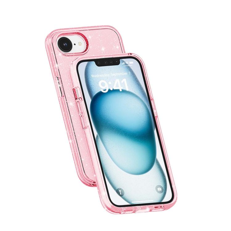 For iPhone 16e Terminator Style Glitter Powder MagSafe Magnetic Phone Case(Pink) - iPhone 16e Cases by buy2fix | Online Shopping UK | buy2fix